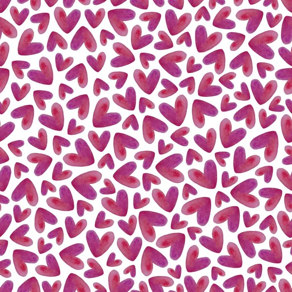 Akvarel Srdce Hladké Pozadí Růžové Akvarel Srdce Vzor Bílém Pozadí — Stock fotografie