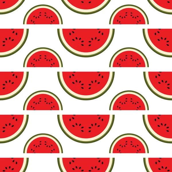 Wassermelonen Vektormuster Rote Wassermelone Scheibe Design Nahtlose Muster Tapete Hintergrund — Stockvektor