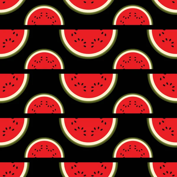 Wassermelonen Vektormuster Rote Wassermelone Scheibe Design Nahtlose Muster Tapete Hintergrund — Stockvektor