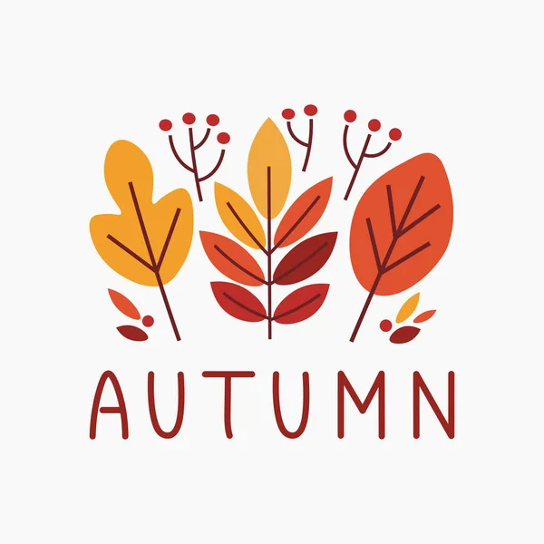 Autumn Vector Greeting Card Poster Pumpkins Leaves Handwritten Lettering Vector — Stock Vector