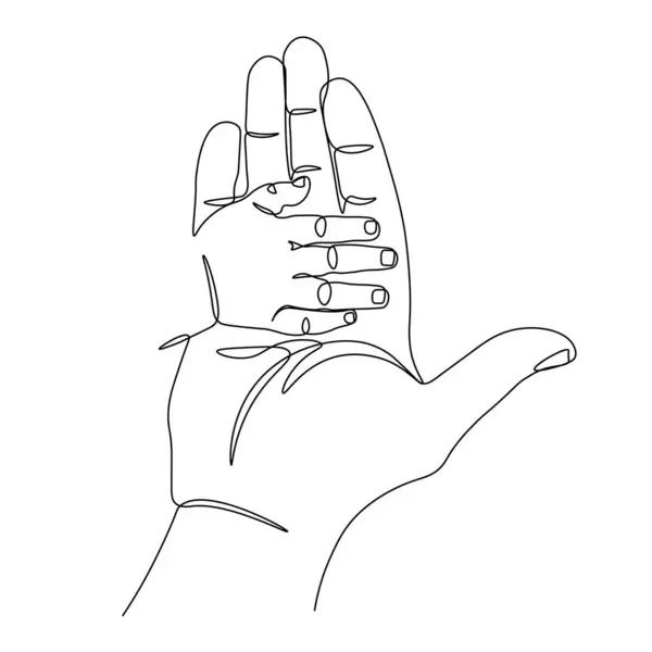 Bir yetişkinin ve bir çocuğun elleri. Aile el çizimi. Güzel minimalist, vektör çizimi. bir satır sanat.