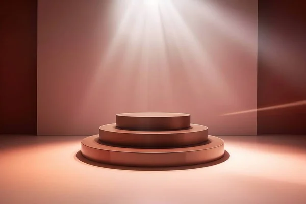 stock image Red product presentation podium. Stage showcase on pedestal. stand for cosmetic products. background light and shadow. 