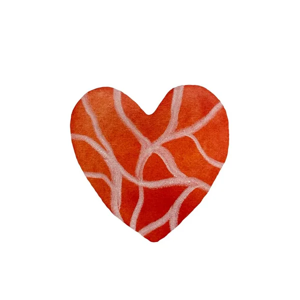 Ізольоване Текстуроване Серце Червона Велика Акварельна Ілюстрація Рука Намальована Білому — стокове фото