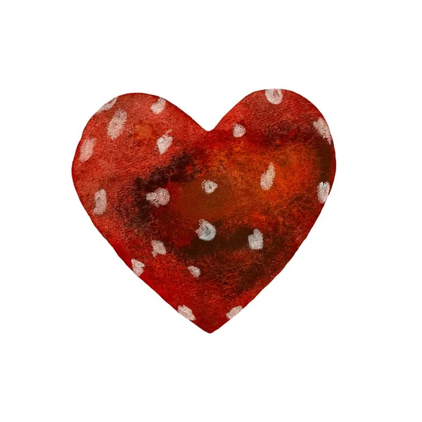 Мокрый Красный Текстурированный Сердце Акварелью Иллюстрации Ручная Работа Изолирована Белом — стоковое фото