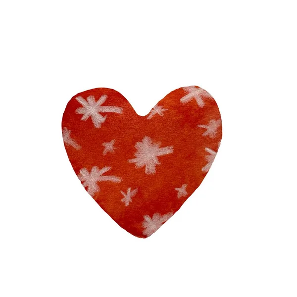 Глибоке Червоне Текстуроване Серце Акварельна Ілюстрація Рука Намальована Ізольовано Білому — стокове фото