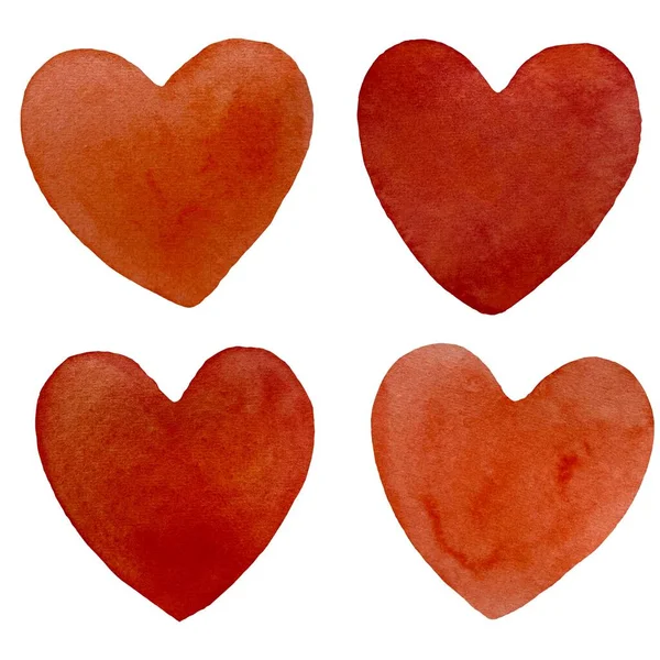 Kalp Kırmızısı Issız Bir Suluboya Resim Çizimi Beyaz Arka Planda — Stok fotoğraf