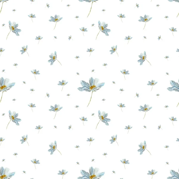 Papatya Çiçeği Pürüzsüz Deseni Zarafet Suluboya Bir Illüstrasyon Beyaz Arka — Stok fotoğraf