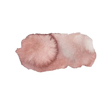 Tozlu pembe bir vuruş, leke. Bir suluboya el çizimi dokusu. İzole edilmiş beyaz arka plan. Tasarım, kumaşlar, baskılar, tekstil, kartlar, davetiyeler, afişler, kuponlar, kuponlar
