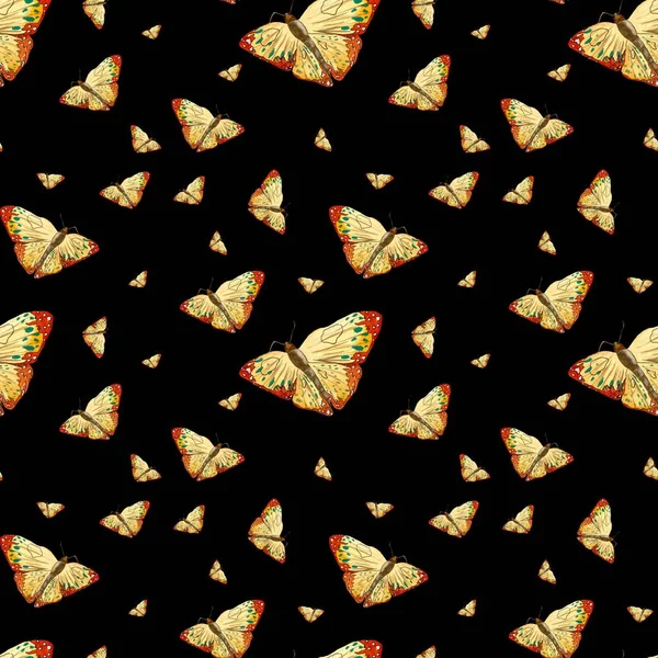 Farfalla Arancione Gialla Schema Senza Soluzione Continuità Illustrazione Acquerello Isolato — Foto Stock