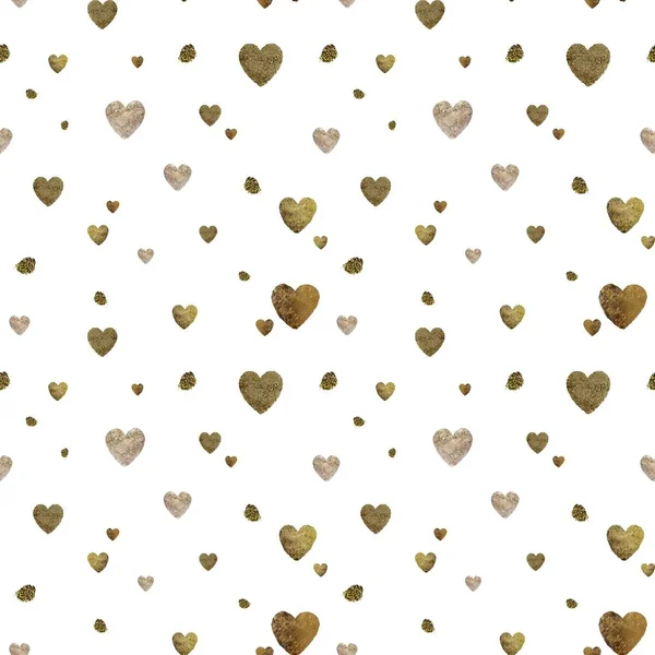 Patrón Corazón Oro Una Ilustración Acuarela Textura Dibujada Mano Fondo —  Fotos de Stock