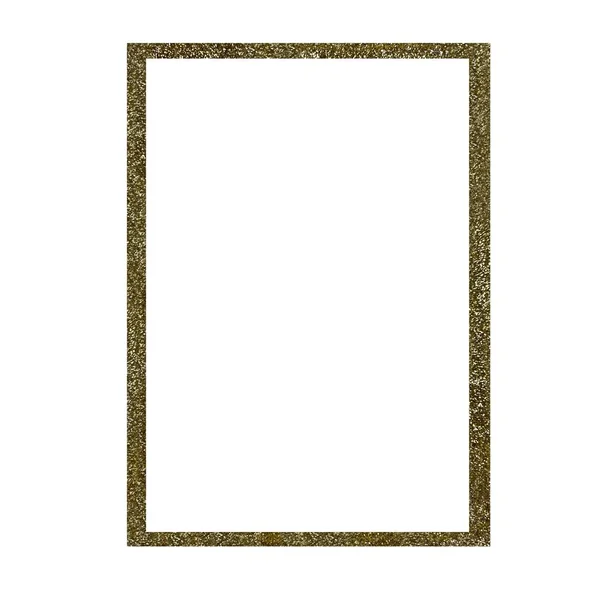 Frame Gold Rectangular Glitter Vertical Foil Decor Hand Drawn Texture — Stock Photo, Image