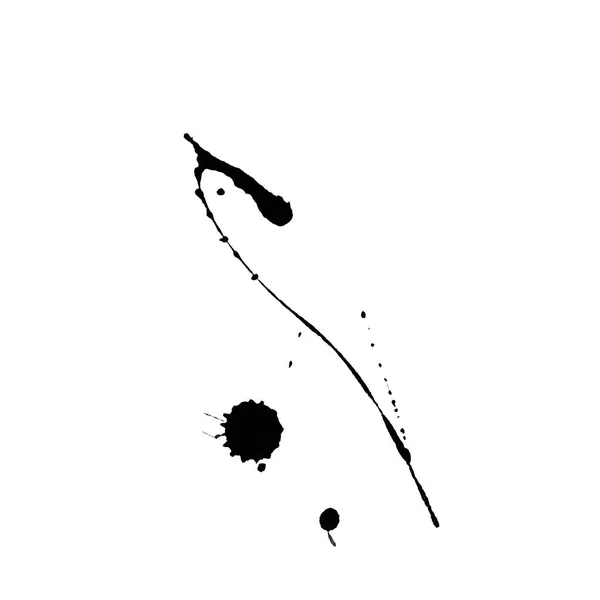 Μαύρη Σταγόνα Μελανιού Εικονογράφηση Ακουαρέλας Χειροποίητη Υφή Απομονωμένο Λευκό Φόντο — Φωτογραφία Αρχείου