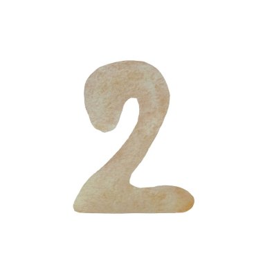 İki numaralı figür tozlu sarı çizim. Suluboya çizimi. El yapımı doku. İzole edilmiş beyaz arka plan. Tasarım, kumaşlar, baskılar, tekstil, kartlar, davetiyeler, afişler, kuponlar için kullanılacak. 