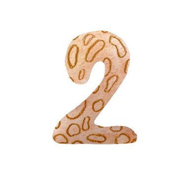 İki numaralı figür desenli çizim. Suluboya çizimi. El yapımı doku. İzole edilmiş beyaz arka plan. Tasarım, kumaşlar, baskılar, tekstil, kartlar, davetiyeler, afişler, kuponlar için kullanılacak. 