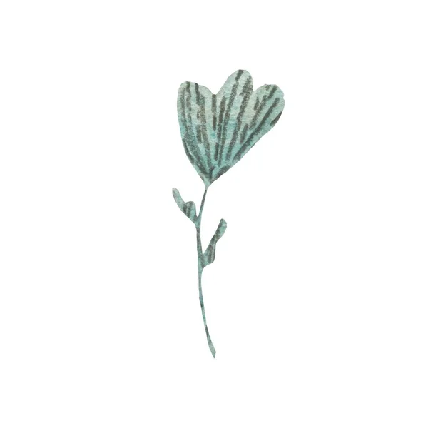 Квітковий Зелений Текстурований Мультяшний Ескіз Акварельна Ілюстрація Мальована Текстура Рук — стокове фото