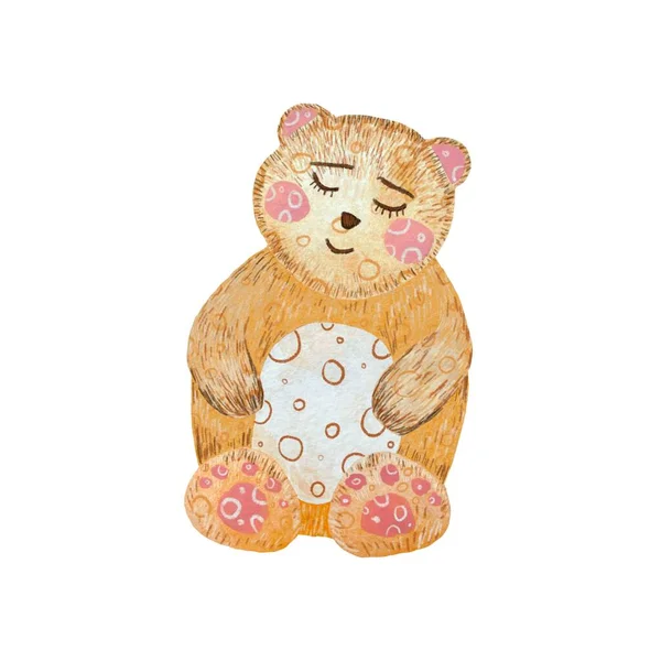 Urso Laranja Rosa Texturizado Esboço Uma Ilustração Aquarela Textura Desenhada — Fotografia de Stock
