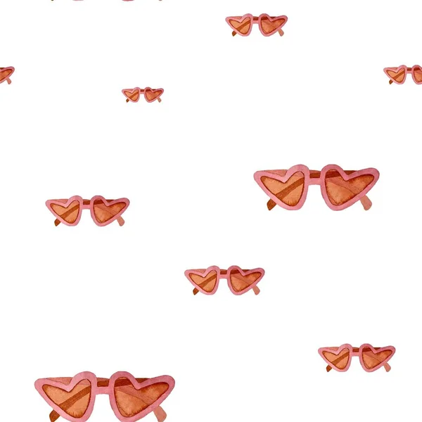 Солнечные Очки Розовый Узор Большой Эскиз Акварель Ручной Рисунок Текстуры — стоковое фото