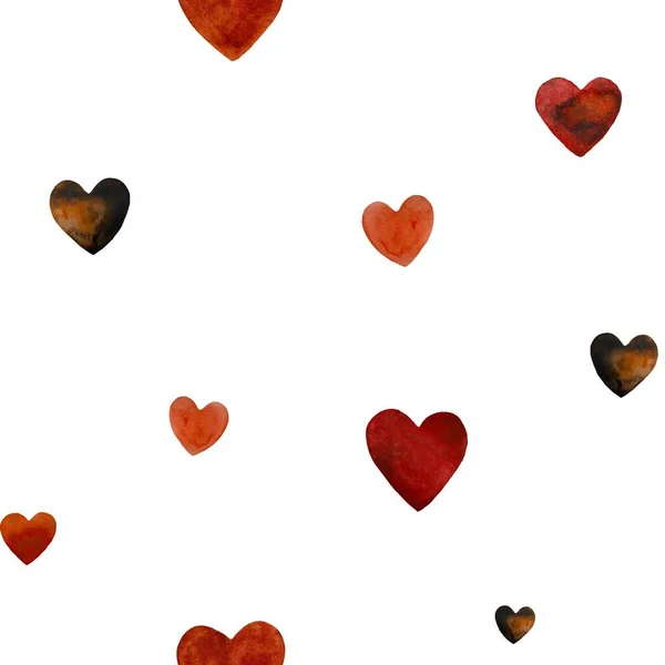 Червоний Візерунок Серця Великий Ескіз Акварель Ізольована Ілюстрація Рука Намальована — стокове фото