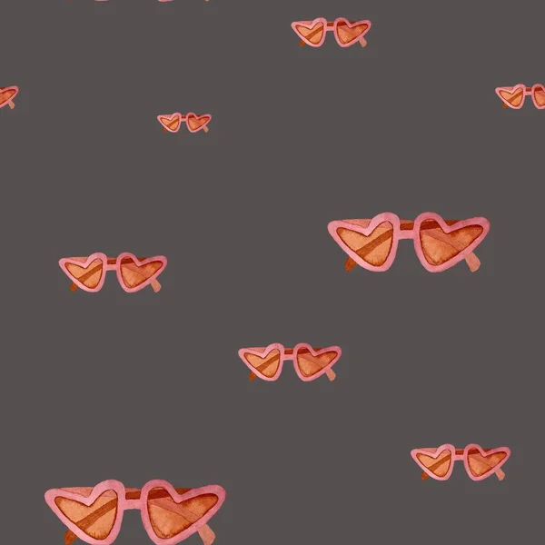 Sonnenbrille Rosa Musterskizze Eine Aquarell Illustration Handgezeichnete Textur Vereinzelter Grauer — Stockfoto