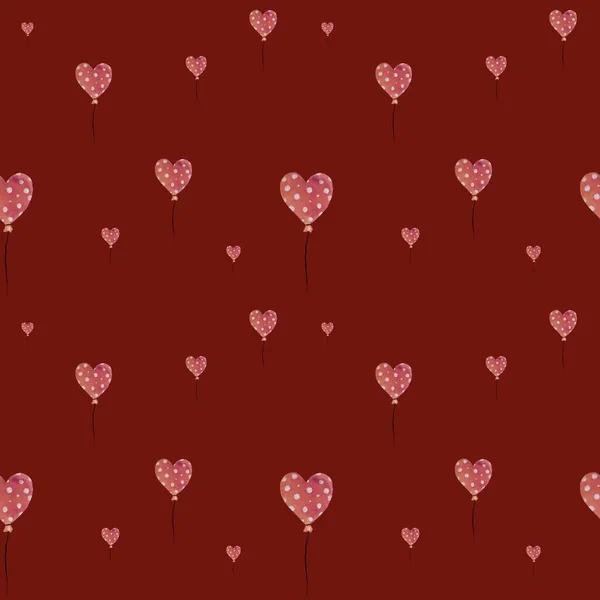 Рисунок Сердца Воздушным Шаром Иллюстрация Акварелью Ручная Работа Красном Фоне — стоковое фото