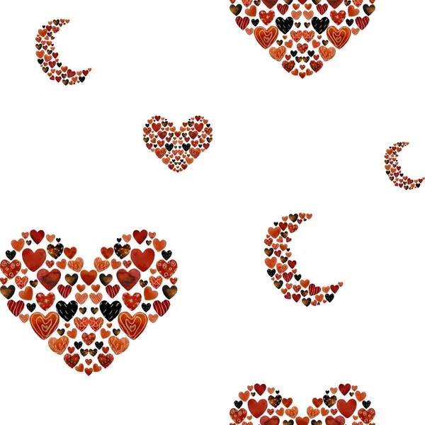 Croissant Coeur Demi Lune Motif Rouge Une Illustration Aquarelle Texture — Photo