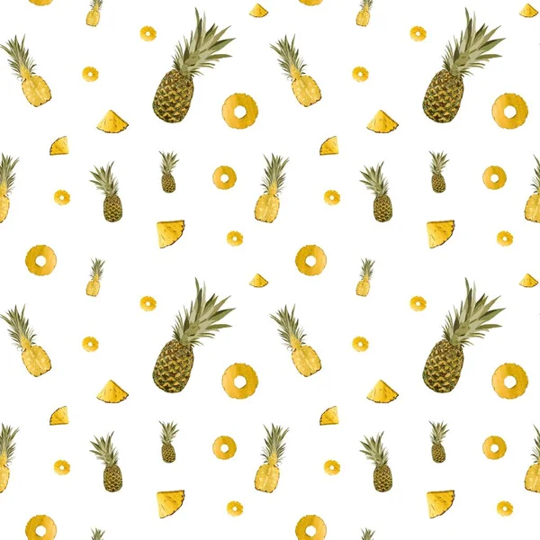 Pineapple yellow fruit simple pattern. A watercolor illustration. Hand drawn texture and isolated. For to use in design, fabrics, prints, textile, cards, invitations, banners, coupons, vouchers.
