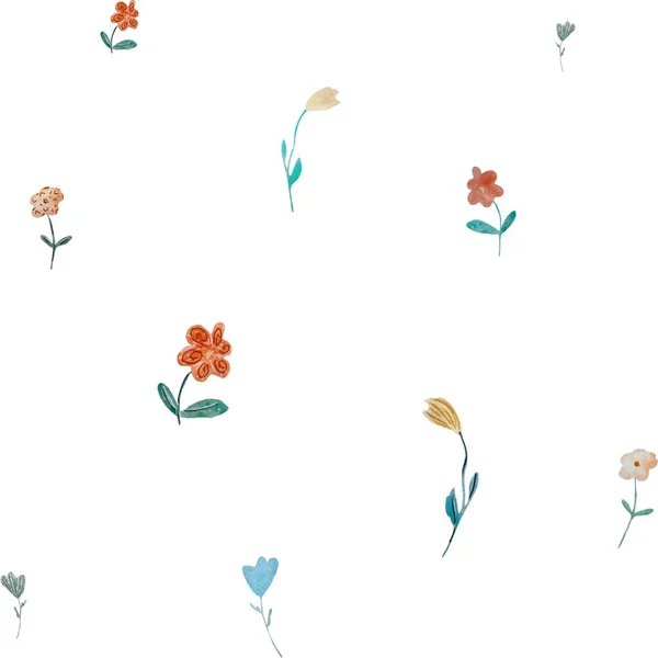 Flowers sketch floral birthday cute pattern. A watercolor illustration. Hand drawn texture and isolated. For to use in design, fabrics, prints, textile, cards, invitations, banners, coupons, vouchers.