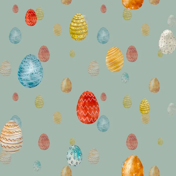 Egg textured Easter cute seamless pattern A watercolor illustration. Hand drawn texture, isolated blue background. For use in design, fabrics, prints, textile, cards, invitations, banners, coupons.