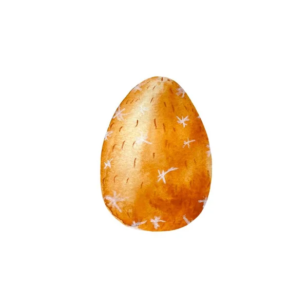 Easter egg orange textured sketch. A watercolor illustration. Hand drawn texture, isolated white background. For use in design, fabrics, prints, textile, cards, invitations, banners, coupons. 