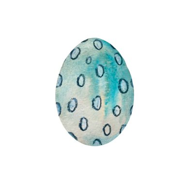 Egg blue textured Easter sketch. A watercolor illustration. Hand drawn texture, isolated white background. For use in design, fabrics, prints, textile, cards, invitations, banners, coupons. 