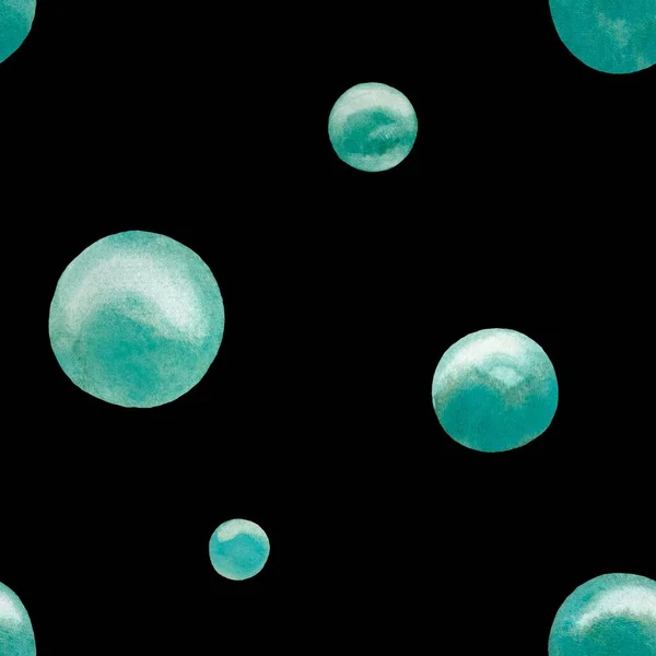 Bubbles blue simple pattern sketch. A watercolor isolated illustration. Hand drawn. On black background. Picture for design, home, fabrics, prints, textile, cards, invitations, banners, accessories.