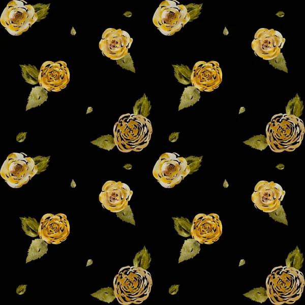 バラの花芽黒シームレスパターン 水彩画です 手描きの質感と隔離 デザイン ファブリック プリント テキスタイル カード 招待状 バナー — ストック写真