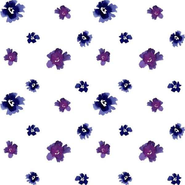 Violet Viola Bloemenpatroon Schets Een Aquarel Illustratie Handgetekende Textuur Geïsoleerd — Stockfoto