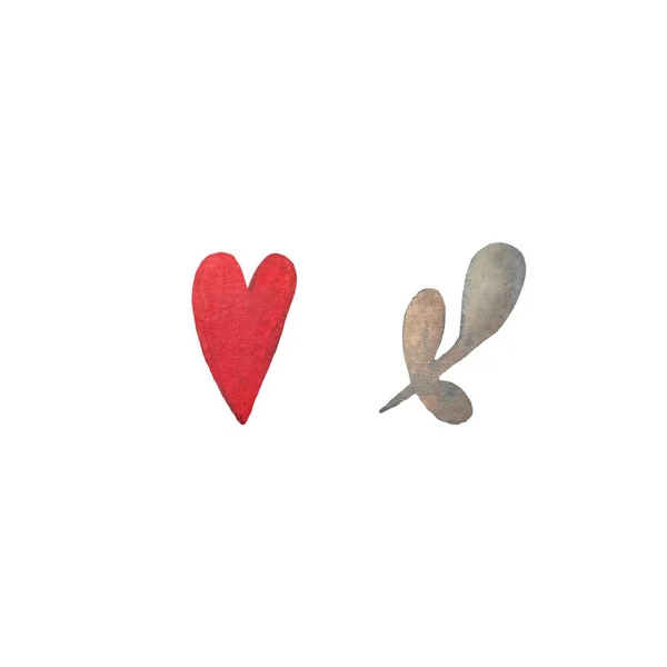 Καρδιά Σύμβολο Φύλλο Μυστικιστικό Εσωτερικό Σκίτσο Εικονογράφηση Ακουαρέλας Χειροποίητη Υφή — Φωτογραφία Αρχείου