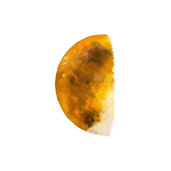 Pół Księżyca Pomarańczowy Szkic Mistyczny Ezoteryczny Ilustracja Akwarela Ręcznie Rysowane — Zdjęcie stockowe
