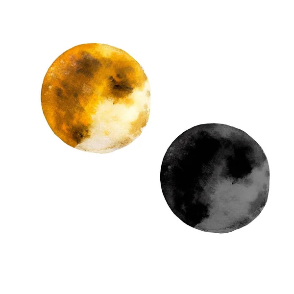 Nowy Księżyc Pełni Mistyczny Szkic Ezoteryczny Ilustracja Akwarela Ręcznie Rysowane — Zdjęcie stockowe