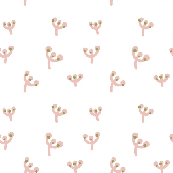 Flower Floral Pink Green Minimal Cute Pattern Digital Illustration Hand — Stock Photo, Image