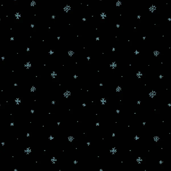 Snow Christmas New Year Simple Black Pattern Digital Illustration Hand — Stock Photo, Image