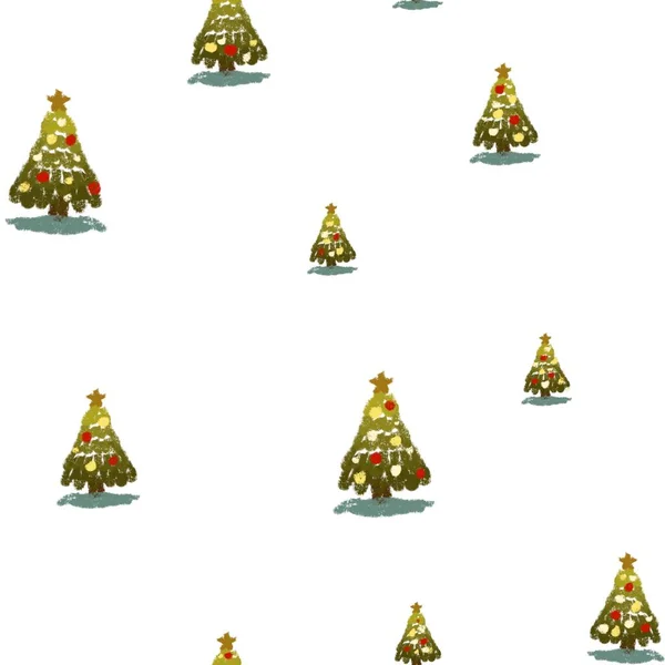 Boombloemenslinger Kerst Nieuwjaar Eenvoudig Patroon Een Digitale Illustratie Handgetekende Textuur — Stockfoto