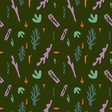 Soyut yeşil şirin deseni kes. Dijital bir çizim. El yapımı ve izole edilmiş. Tasarım, kumaşlar, baskılar, tekstil, kartlar, davetiyeler, afişler, kuponlar, kuponlar.