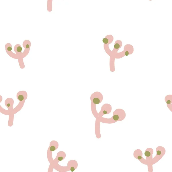 Flower Floral Pink Cute Abstract Simple Pattern Digital Illustration Hand — Stock Photo, Image