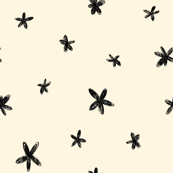 Bloemen Abstracte Bloem Minimale Beige Patroon Een Digitale Illustratie Handgetekende — Stockfoto