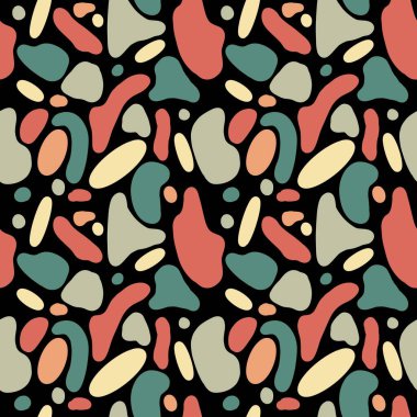 Geometri renkleri siyah şirin deseni şekillendirir. Dijital bir çizim. El yapımı ve izole edilmiş. Tasarım, kumaşlar, baskılar, tekstil, kartlar, davetiyeler, afişler, kuponlar, kuponlar.