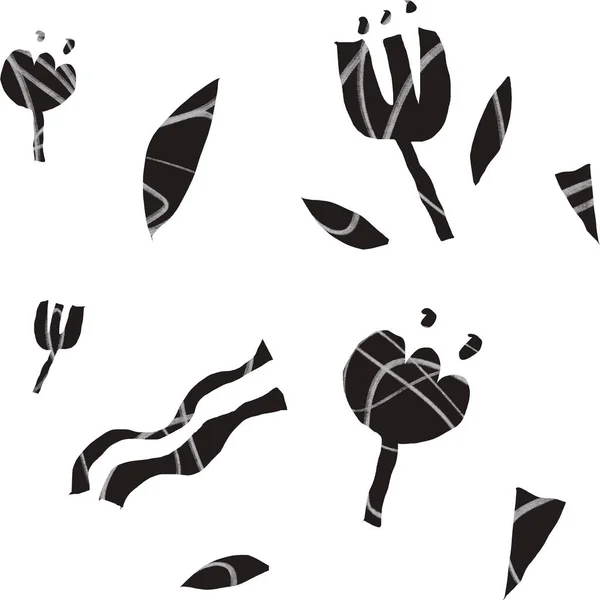 Blumen Schneiden Abstrakte Einfache Niedliche Muster Aus Eine Digitale Illustration — Stockfoto