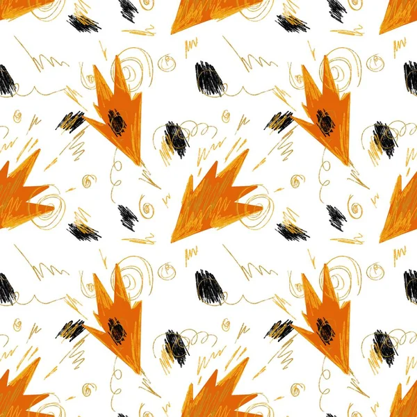 Абстрактный Оранжевый Огонь Динамичный Смешной Шаблон Цифровая Иллюстрация Ручной Рисунок — стоковое фото