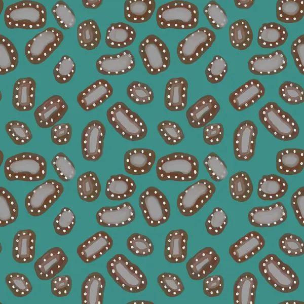 细菌褐色抽象蓝色无缝图案草图 数字图解 手绘纹理和隔离 用于设计 印刷品 纺织品 邀请函 优惠券 — 图库照片