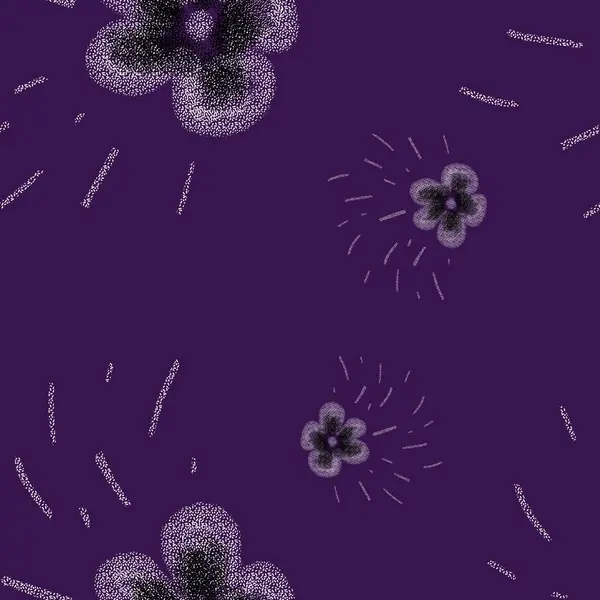 Flor Flora Acidente Vascular Cerebral Simples Esboço Violeta Padrão Bonito — Fotografia de Stock