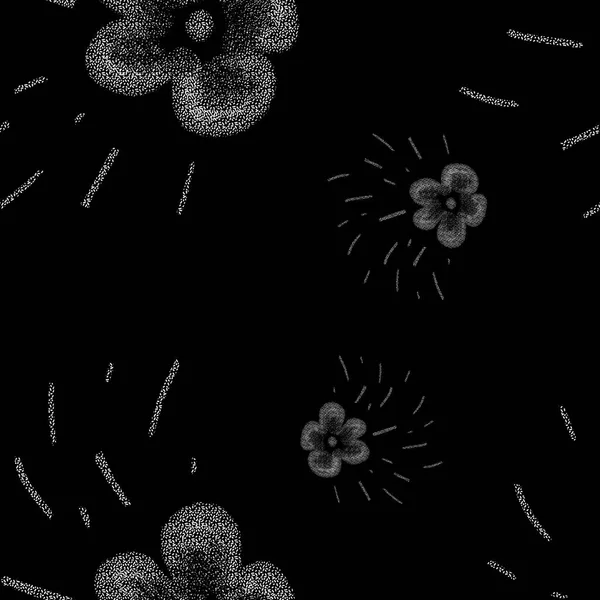 花の花はシンプルなスケッチ黒かわいいパターンをストロークします デジタルイラスト 手描きの質感と隔離 デザイン ファブリック プリント テキスタイル カード 招待状 バナー — ストック写真