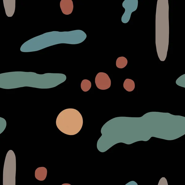 海湖扁平黑色抽象无缝可爱简洁的图案 数字图解 手绘纹理和隔离 用于设计 印刷品 纺织品 邀请函 优惠券 — 图库照片