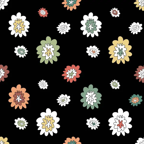 花の抽象的なシンプルなラインカラフルなシームレスなパターン デジタルイラスト 手描きの質感と隔離 デザイン ファブリック プリント テキスタイル カード 招待状 バナー — ストック写真